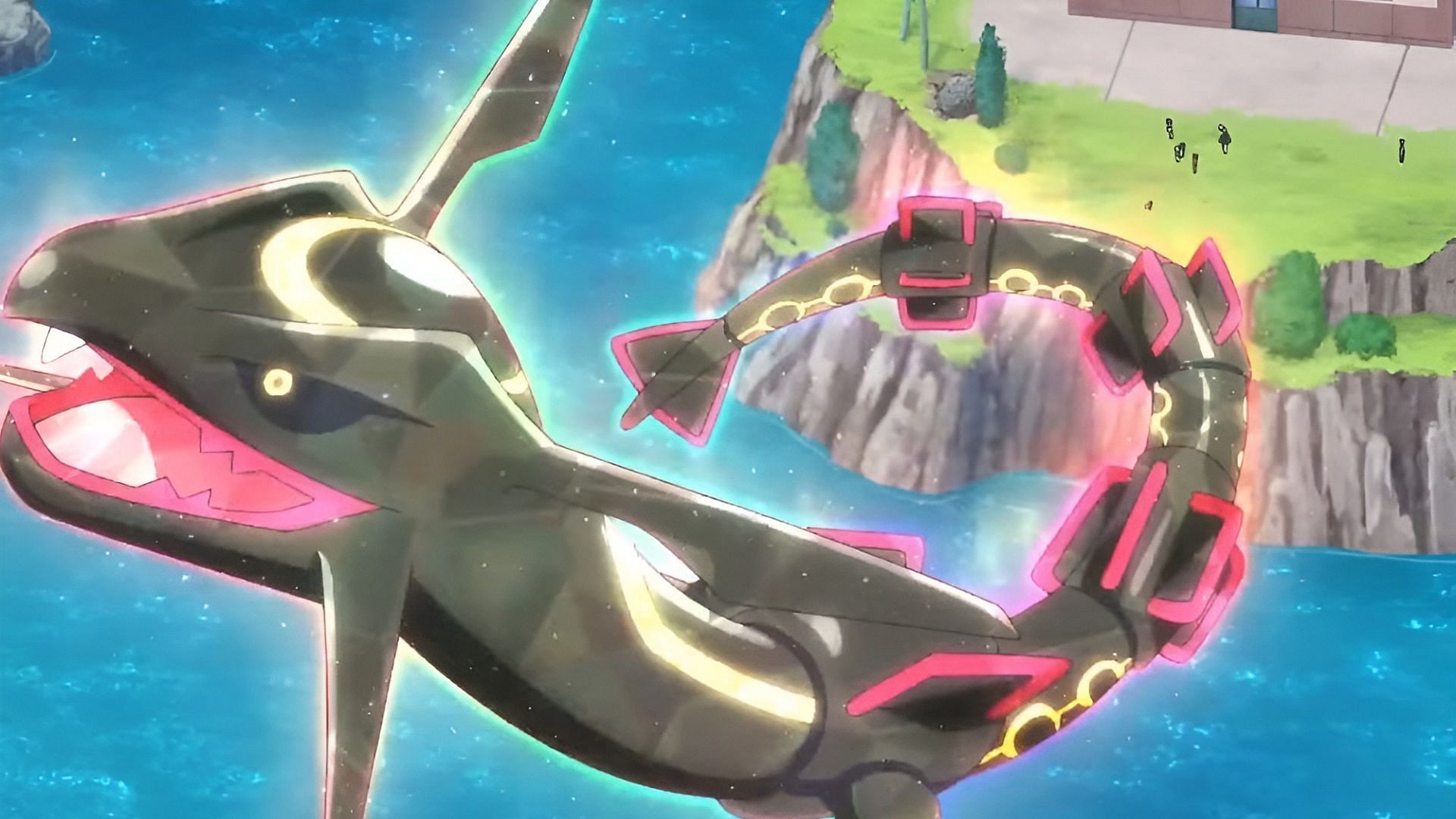 Black Rayquaza leaves our Pokemon Horizons heroes once again (Image via The Pokemon Company)